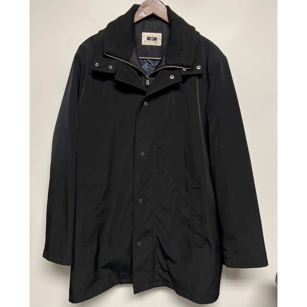 JOSEPH ABBOUD Mens trench coat detachable lining Black Large Tall Career Rain